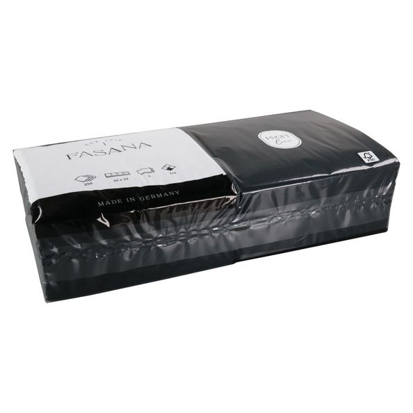 Serviette noire 2 épaisseurs 33 cm 1 4 plis (50 pièces)