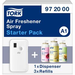 Désodorisant Tork A1 starter pack 3 recharges blanc