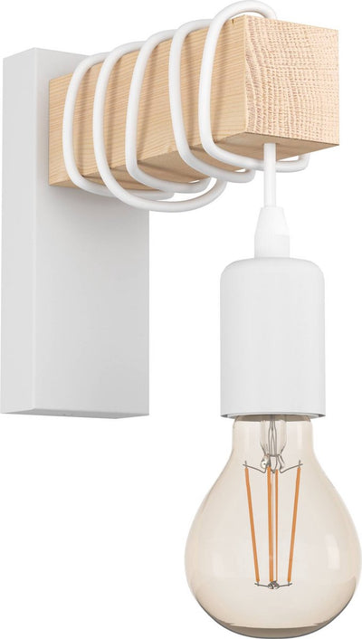 Applique Eglo townshend - e27 - 21,5 cm - bois - blanc marron - bois fsc
