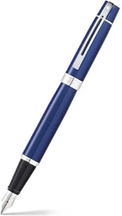 Stylo plume Sheaffer-300-noir et bleu brillant avec chrome-plume m-y compris convertisseur pour le remplissage-sf-e0934153