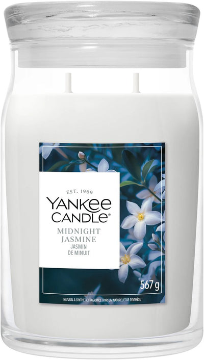 Bougie Yankee - bougie parfumée en grand pot au jasmin de minuit - 90 heures de combustion - deux mèches