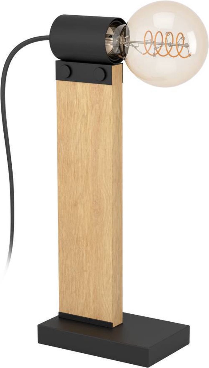 Lampe de table Eglo bailrigg - e27 - 33 cm - marron noir - bois acier