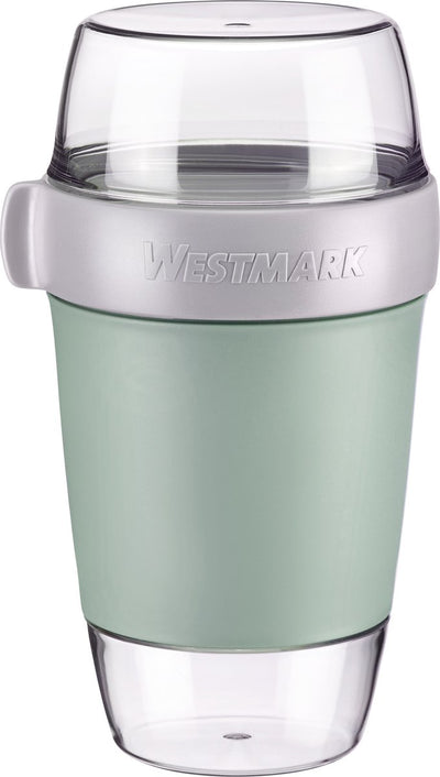 Pot à lunch Westmark, grand, avec 3 compartiments étanches : 350 ml + 600 ml + 200 ml, plastique, naturel sans BPA, vert menthe gris clair, 5287226m