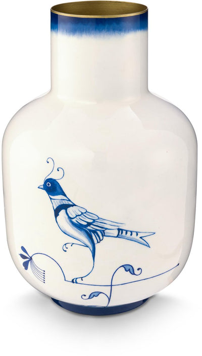 Pip studio vase pip l'oiseau bleu - vase à fleurs en métal - bleu - 30cm