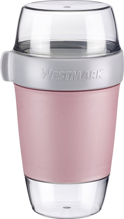 Pot à lunch Westmark, grand, avec 3 compartiments étanches : 350 ml + 600 ml + 200 ml, plastique, naturel sans BPA, rose gris clair, 5287226p