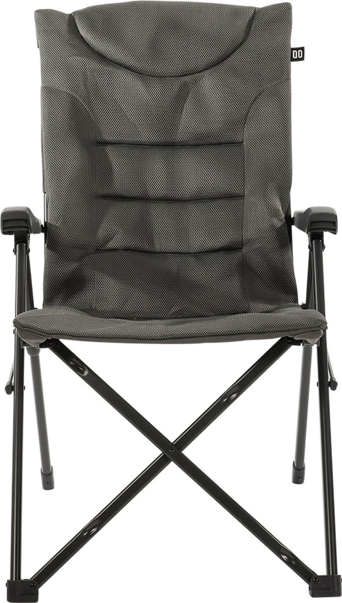 Chaise de camping Travellife Barletta Cross anthracite - Rembourrage en maille aérée et résistante aux intempéries - Capacité de charge de 120 kg - Sac de transport inclus