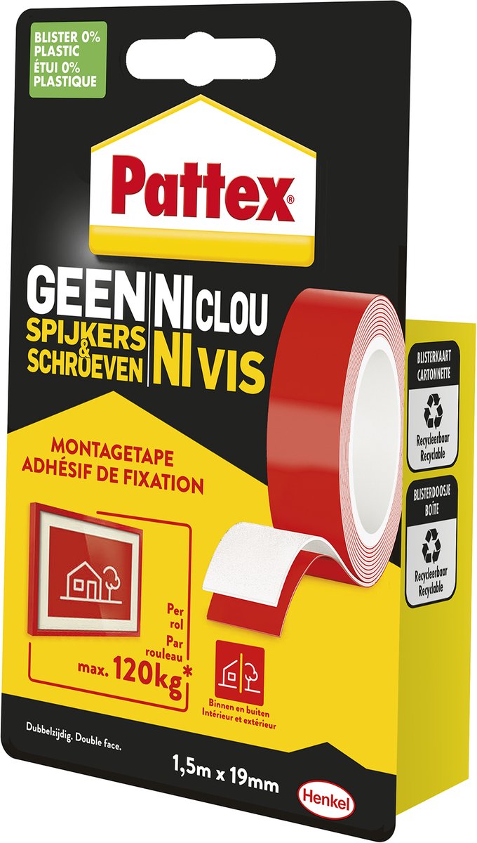 Pattex 1004897 - ruban de montage gs 120kg | 12 pièces