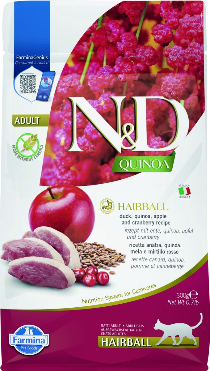 N d quinoa nourriture pour chat boules de poils 300 gr.
