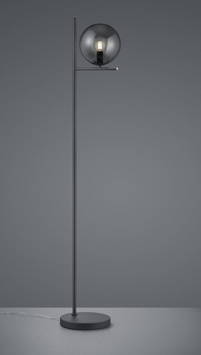 Trio pure - lampadaire - anthracite - excl. 1x e14 28w - verre fumé