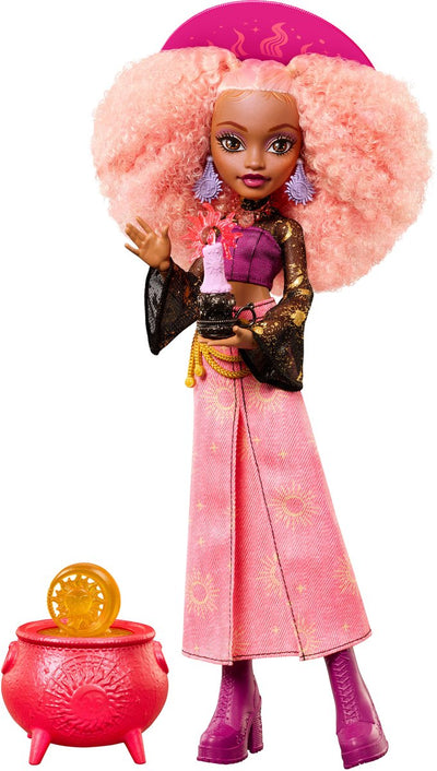 Mattel moonspell magie de monster high - poupée de mode rae lumina - sorcière du soleil avec accessoires