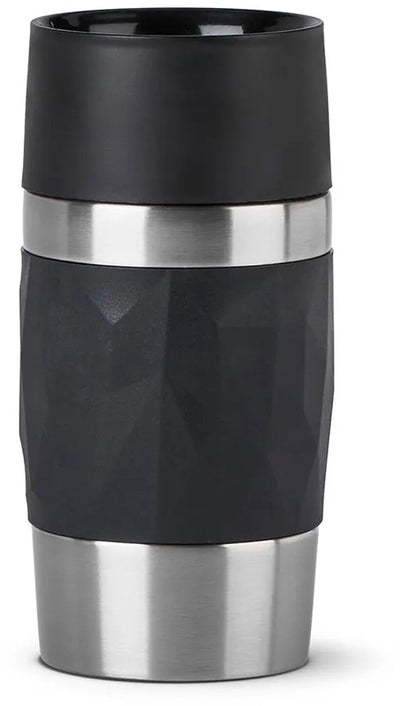 Tefal compact n2160110 mug de voyage - bouteille thermos - 300 ml - noir - étanche - convient aux boissons chaudes et froides