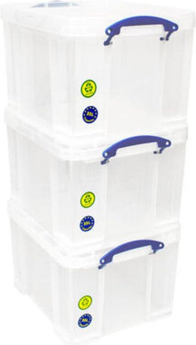 Boîte de rangement vraiment utile 35 litres pack de 3 boîtes 480x390x310mm transparentes..