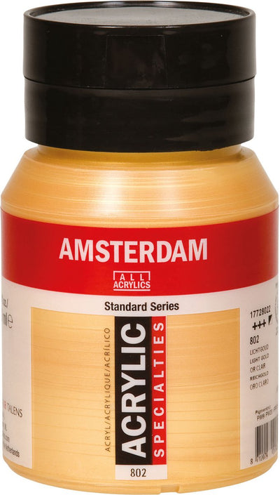 Pot de peinture acrylique série standard Amsterdam 500 ml or clair 802