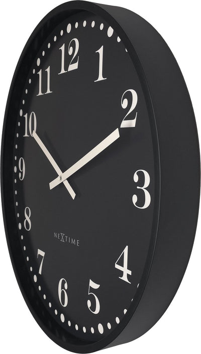 Nexttime dickens large – horloge murale – 50 cm – plastique – noir – silencieux