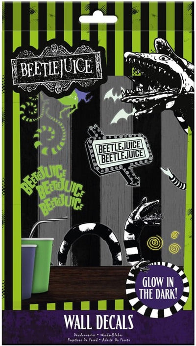 Autocollants muraux phosphorescents Paladone Beetlejuice – Lot de 50 autocollants sous licence officielle, décoration de salle d'horreur rétro –
