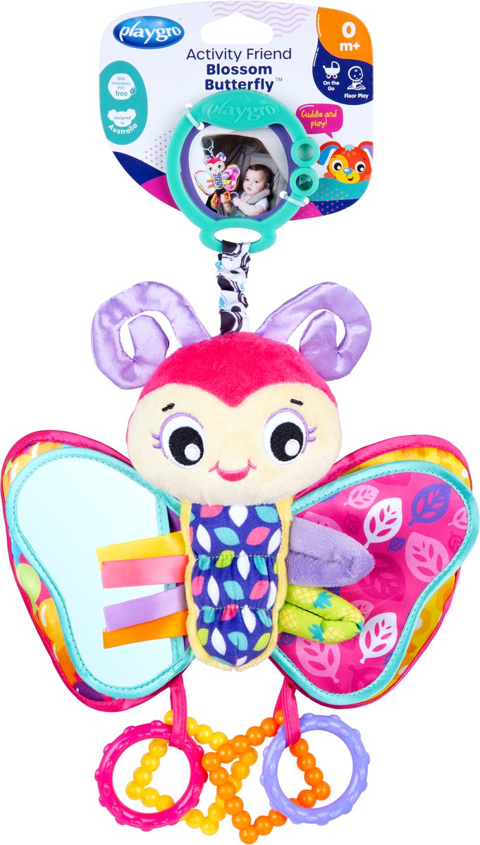 Playgro activité ami fleur papillon - jouet pour bébé - jouet à suspendre - jouet pour landau - hochet - accessoire pour landau - accessoire pour poussette - jouet éducatif - peluche