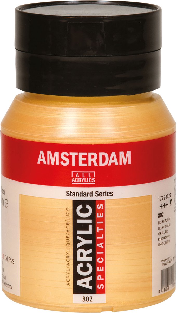 Pot de peinture acrylique série standard Amsterdam 500 ml or clair 802