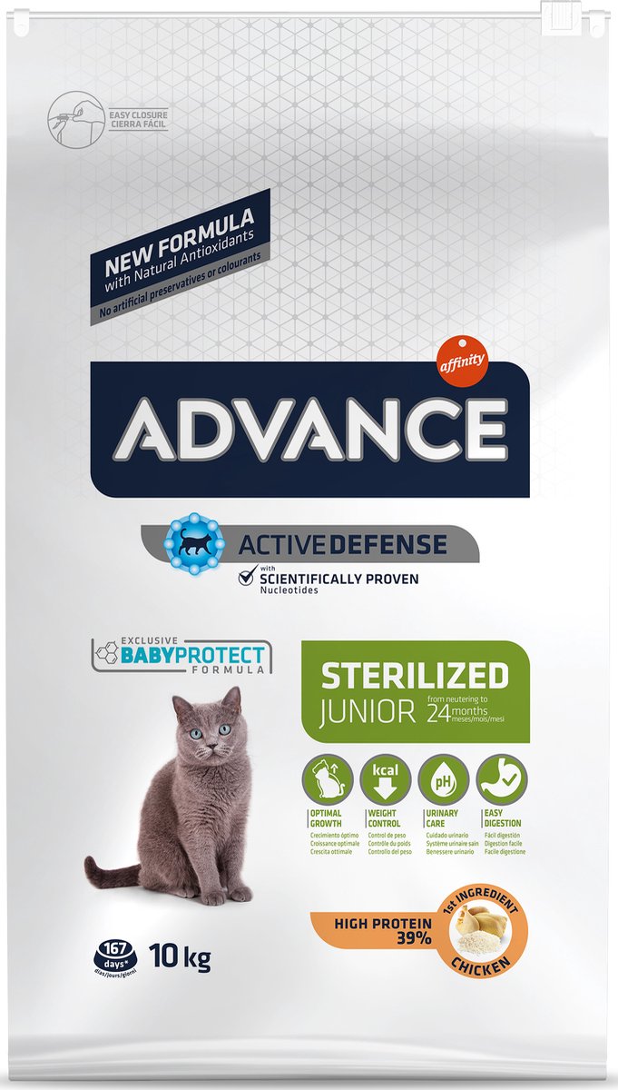 Poulet stérilisé junior de chat avancé