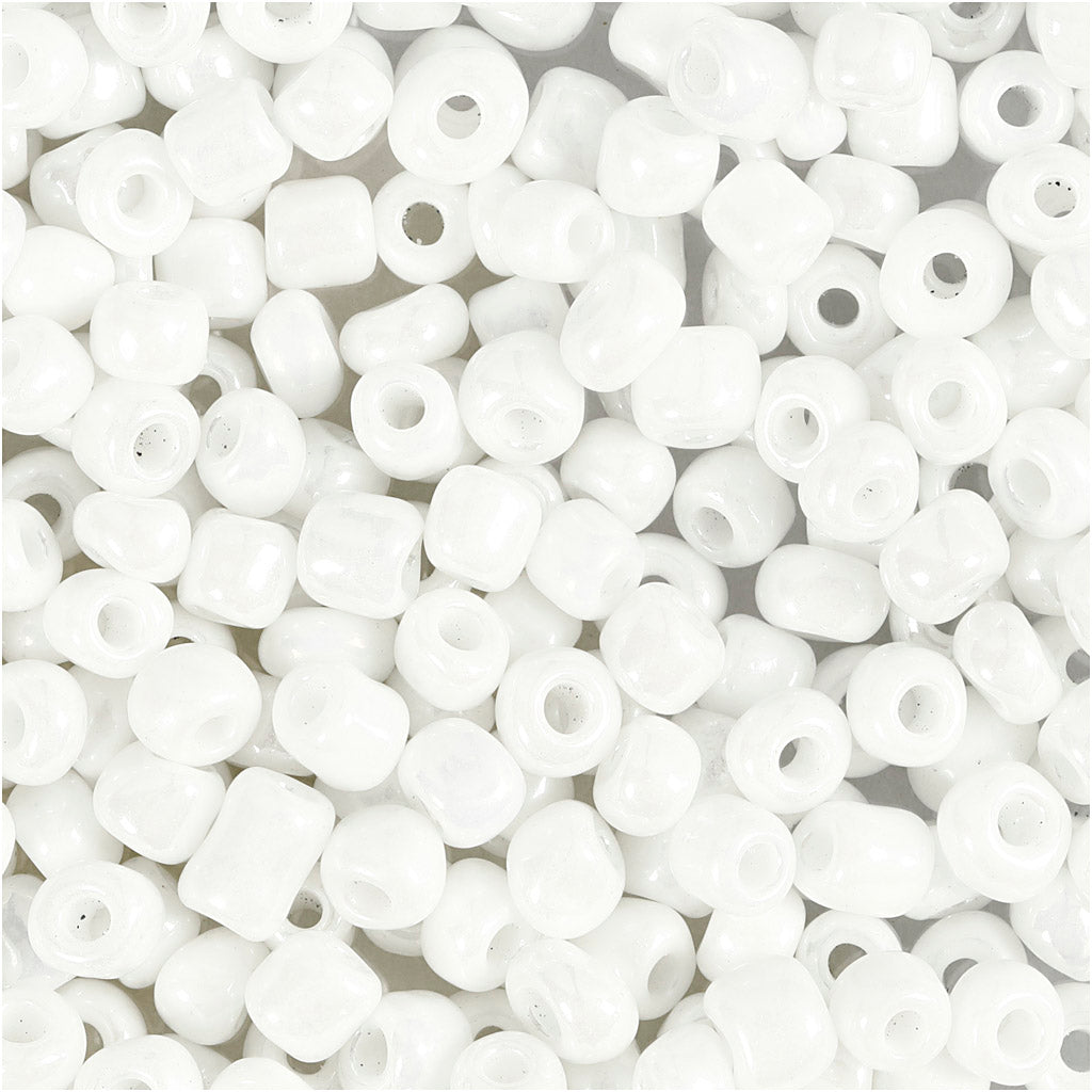 Perles de rocaille Creativ Company, d 4 mm, taille 6 0, diamètre du trou 0,9-1,2 mm, nacre blanche, 25 g 1 boîte