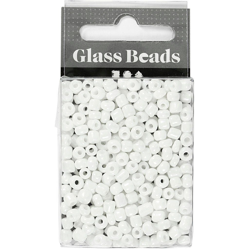 Perles de rocaille Creativ Company, d 4 mm, taille 6 0, diamètre du trou 0,9-1,2 mm, nacre blanche, 25 g 1 boîte