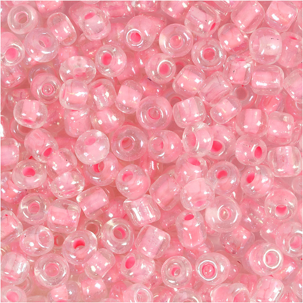 Perles de rocaille Creativ Company, d 4 mm, taille 6 0, taille du trou 0,9-1,2 mm, noyau rose, 25 g 1 boîte