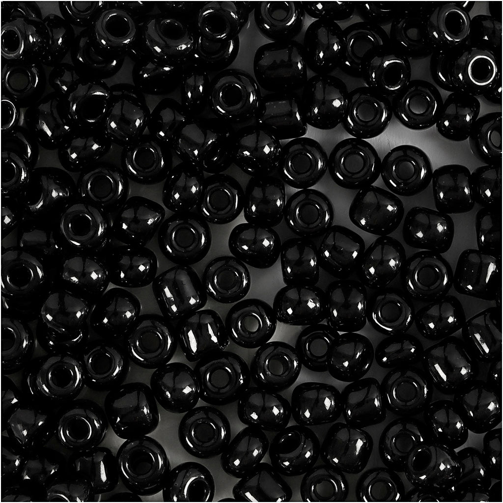Perles de rocaille Creativ Company, d 4 mm, taille 6 0, diamètre du trou 0,9-1,2 mm, noires, 25 g 1 boîte