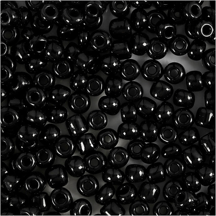Perles de rocaille Creativ Company, d 4 mm, taille 6 0, diamètre du trou 0,9-1,2 mm, noires, 25 g 1 boîte