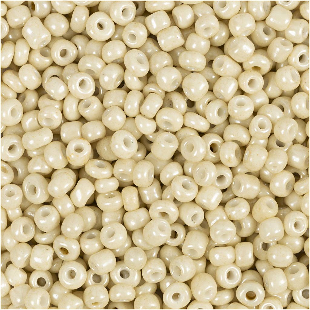 Perles de rocaille Creativ company, d 3 mm, taille 8 0, diamètre du trou 0,6-1,0 mm, blanc cassé, 25 gr 1 boîte