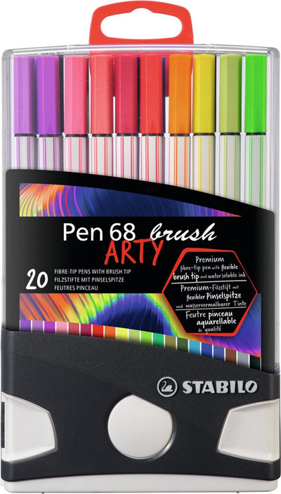 Stabilo pen 68 brush - feutre pinceau premium - avec pointe pinceau flexible - colorparade avec 20 couleurs différentes