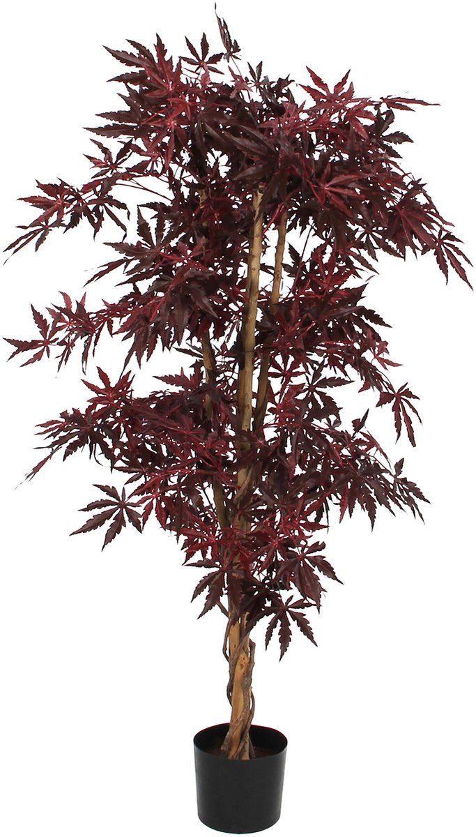 Mica decorations plante d'érable artificielle - h140 x ø80 cm - rouge