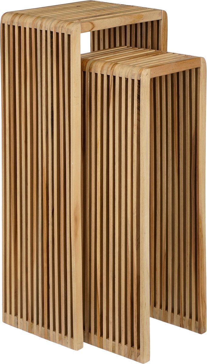 Mica decorations Table végétale yonker - lot de 2 - l35 x l25 x h80 cm - bois recyclé - marron