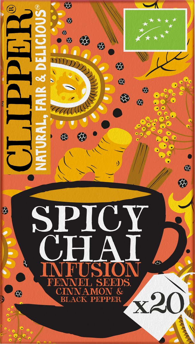 Clipper tea clipper thé chai épicé - infusion de plantes au gingembre et à la cannelle - 80 sachets de thé