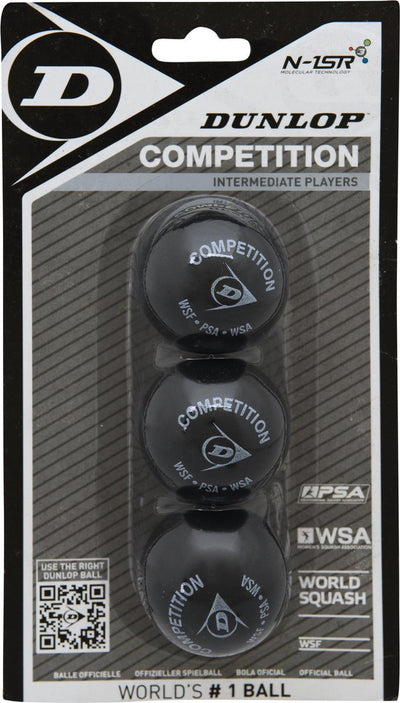 Balle de squash de compétition Dunlop - 3 balles - 1 point jaune