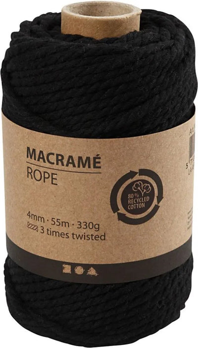 Crétiv Company Macrame Cord Black, 55m