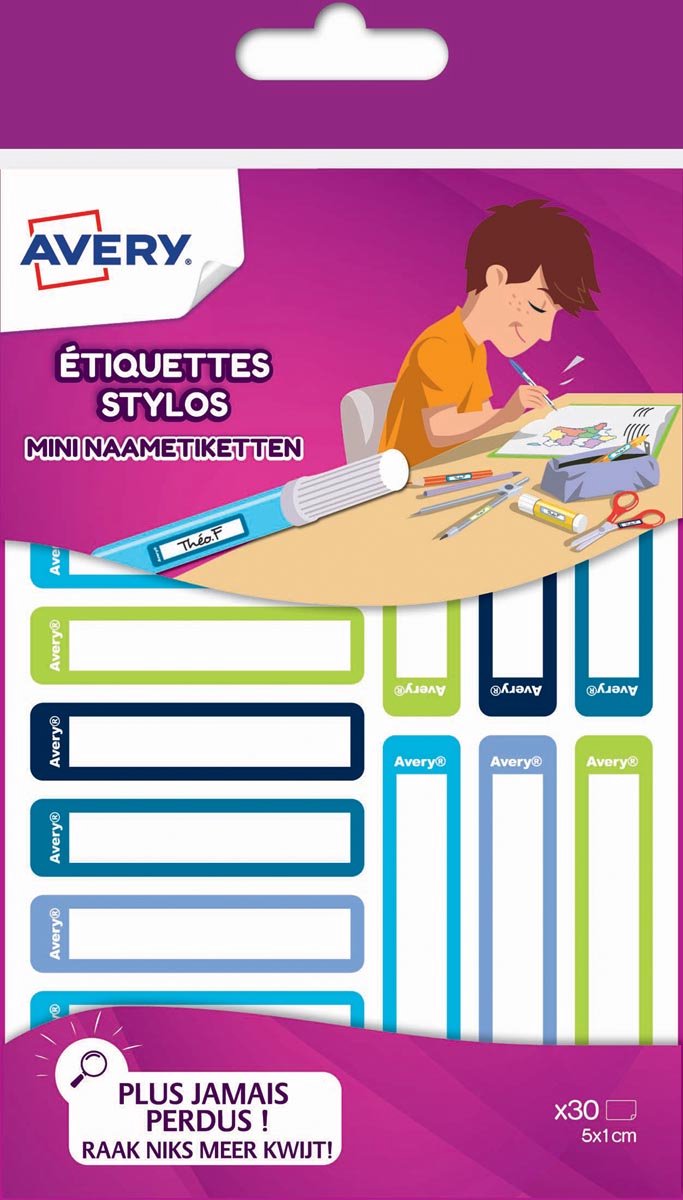 Etiquette nominative mini avery 30 pièces famille verte assortie