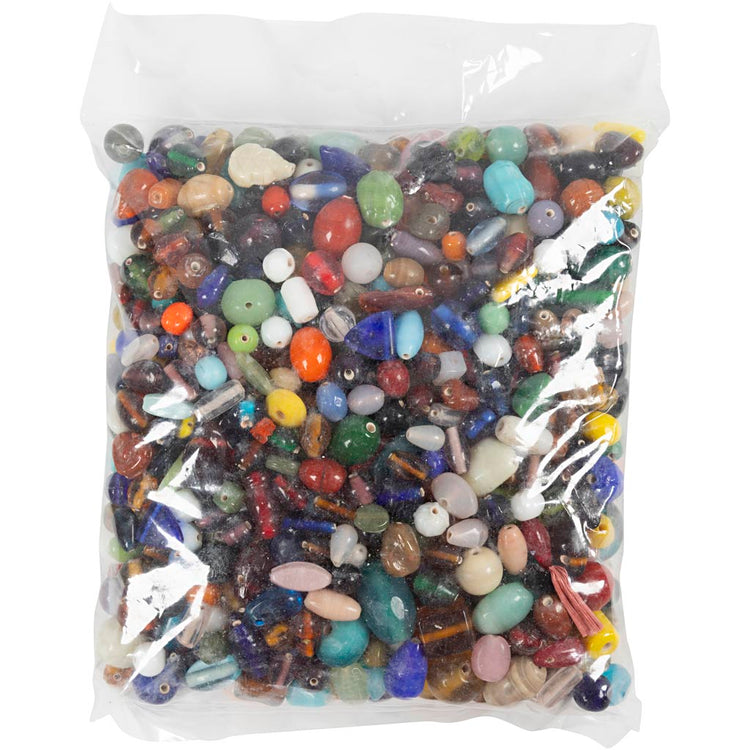 Perles de verre de la compagnie Creativ, DIM 7-18 mm, Taille du trou 1 mm, env. 600 pièces, différentes couleurs, 1000 g 1 boîte