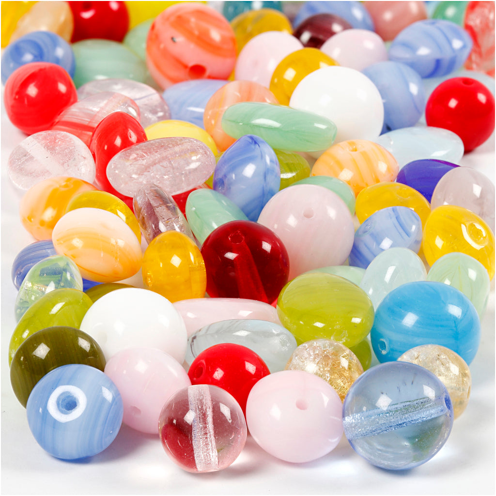 Perles de verre de la compagnie Creativ Divers, ovale, cercle, 60 grammes