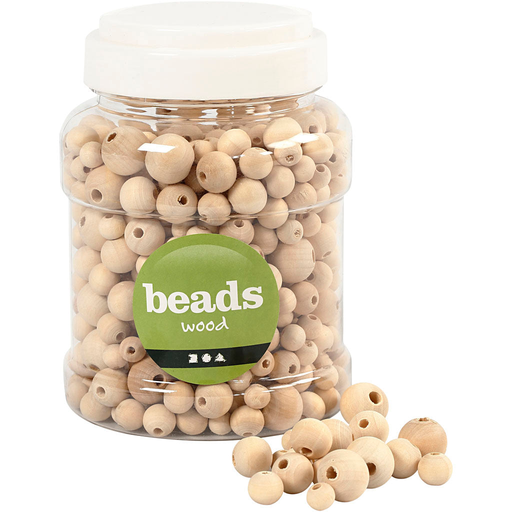 Perles en bois naturelles, 530pcs.