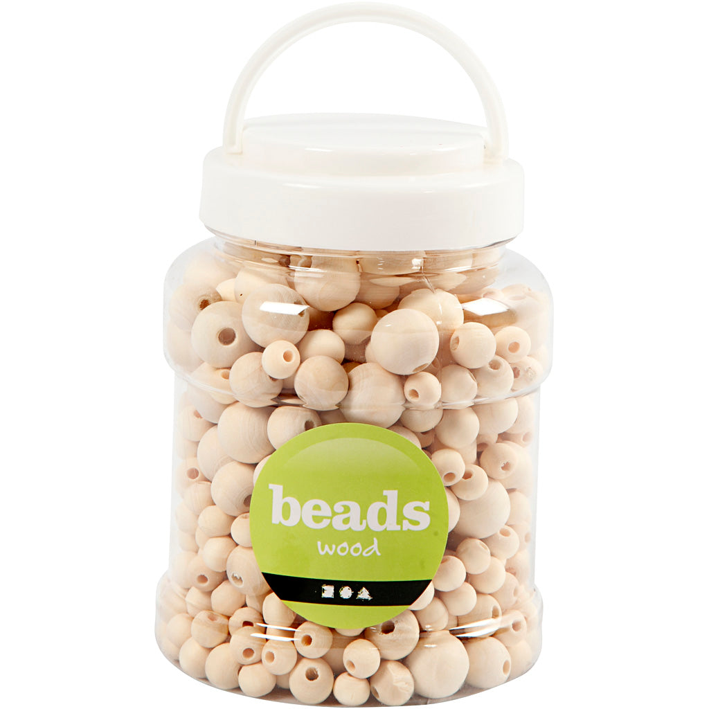 Perles en bois naturelles, 530pcs.