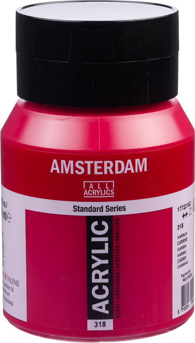 Pot de peinture acrylique série standard Amsterdam 500 ml carmin 318