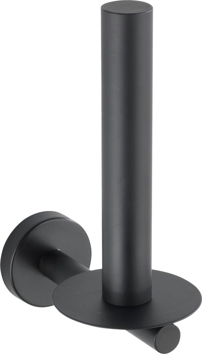 Wenko porte-rouleau de rechange Bosio acier inoxydable noir mat - porte-rouleau de papier toilette - porte-papier toilette - porte-rouleau de papier toilette