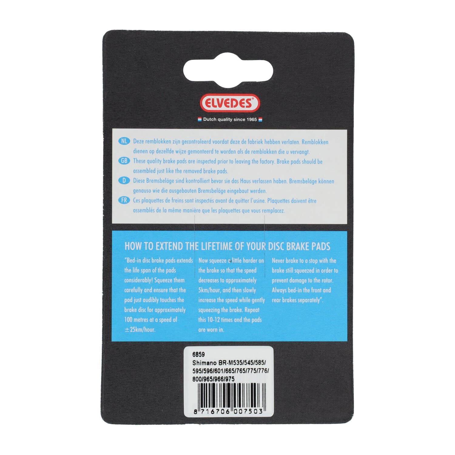 Jeu de plaquettes de frein à disque Elvedes organic Shimano BR-M595 etc. TRP Dash (1 paire)