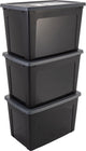 Boîte de rangement Iris clearbox - 70l - plastique - gris noir - lot de 3