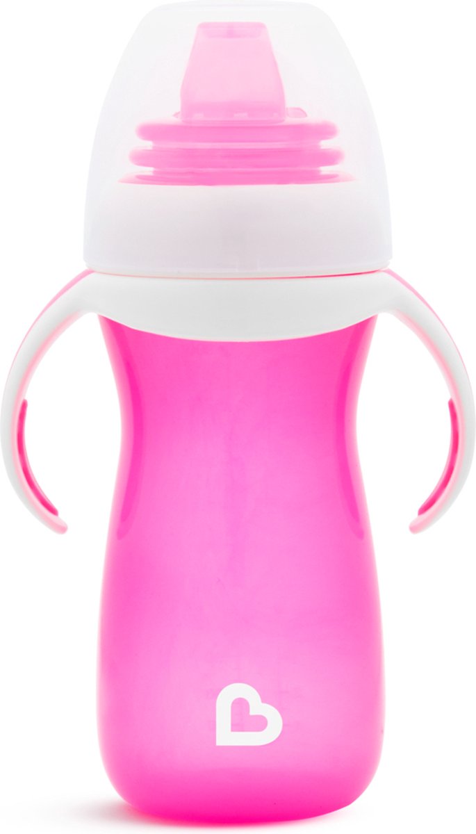 Munchkin gobelet de transition - gobelet doux - gobelet de transition - gobelet anti-fuite pour bébés - à partir de 9 mois - 296 ml - rose - gobelet à boire