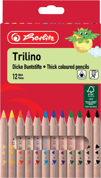 Crayons de couleur Herlitz trilino - triangulaires - 12 couleurs (12 pièces)