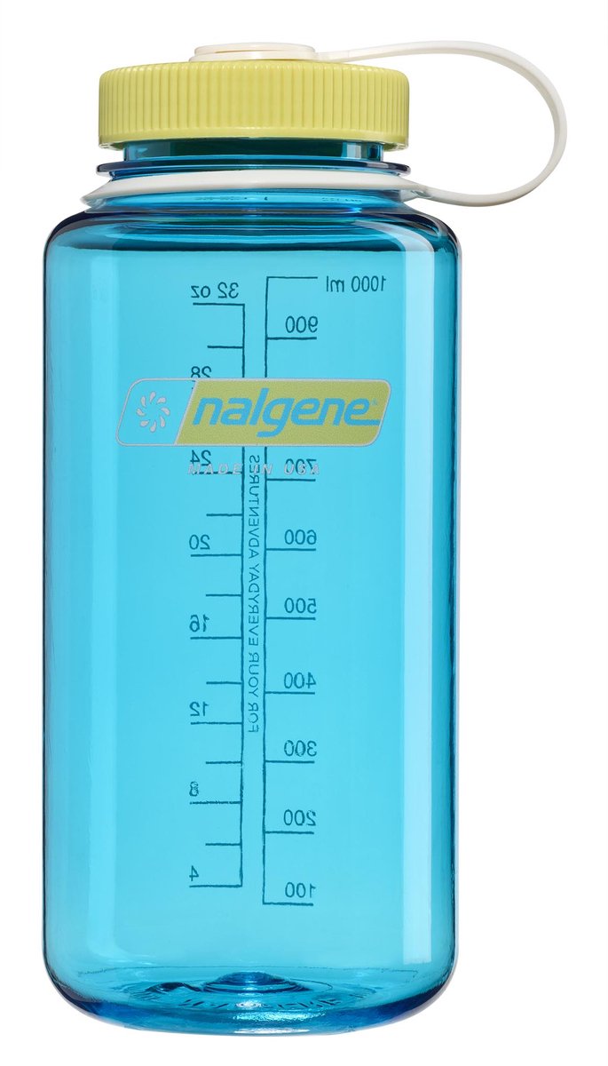 Nalgene - bouteille à large goulot - gourde - bouteille d'eau - 1000 ml - sans bpa - sustain - atoll bleu w endive nouveau