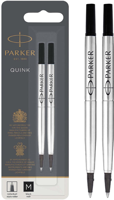 Recharge d'encre Parker pour stylo roller | encre noire quink | 2 pièces