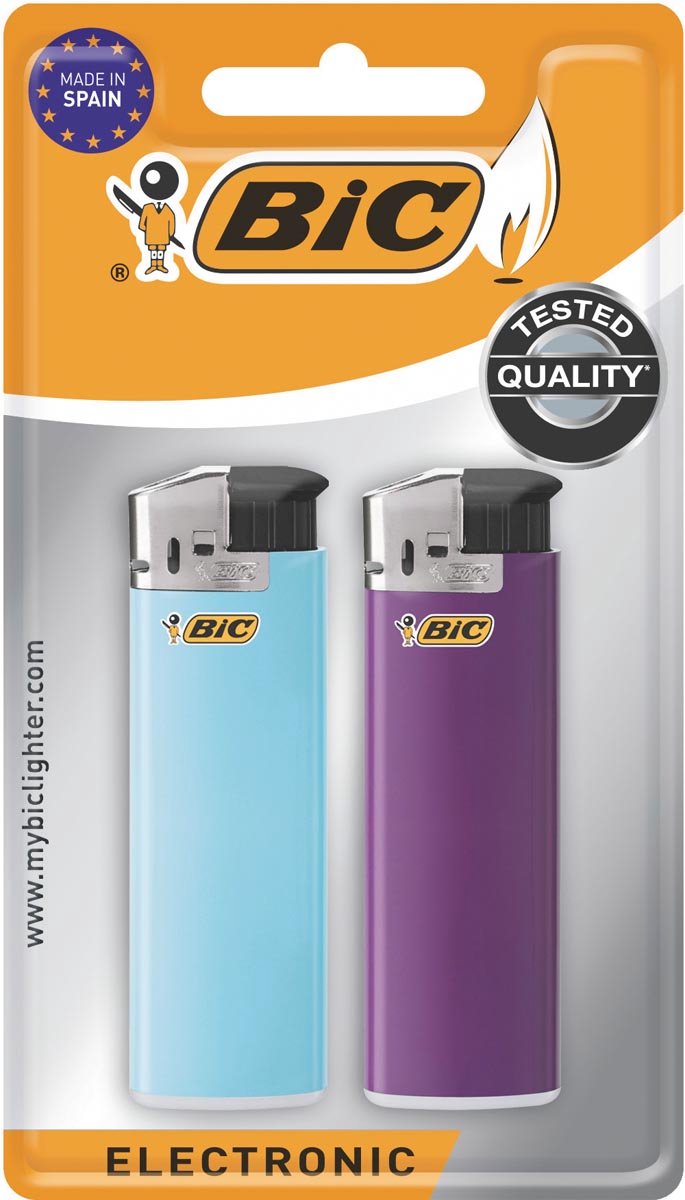 Briquets électroniques Bic maxi, couleurs assorties, 2 pièces