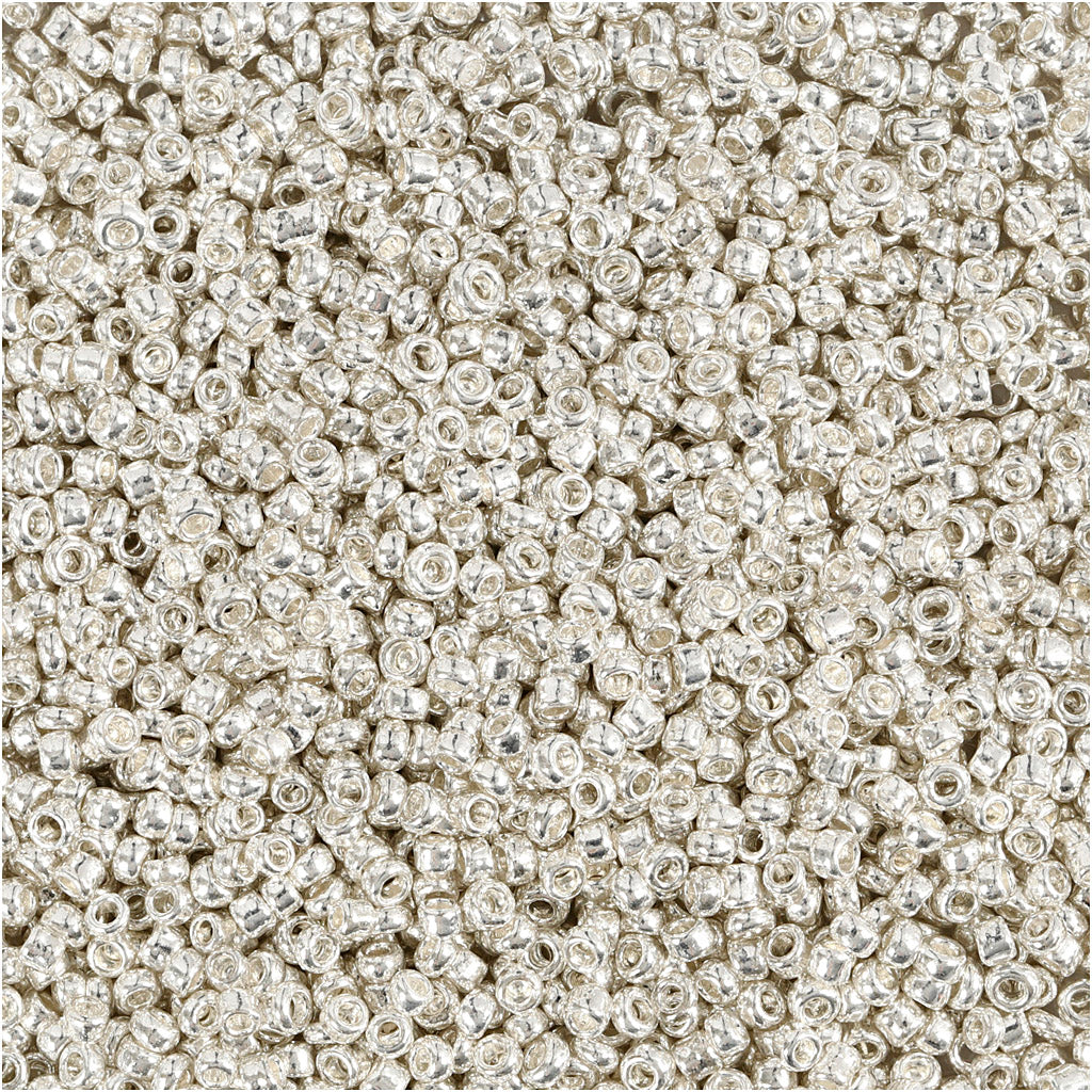 Perles de rocaille Creativ company, d 1,7 mm, taille 15 0, diamètre du trou 0,5-0,8 mm, métal argenté, 25 gr 1 boîte