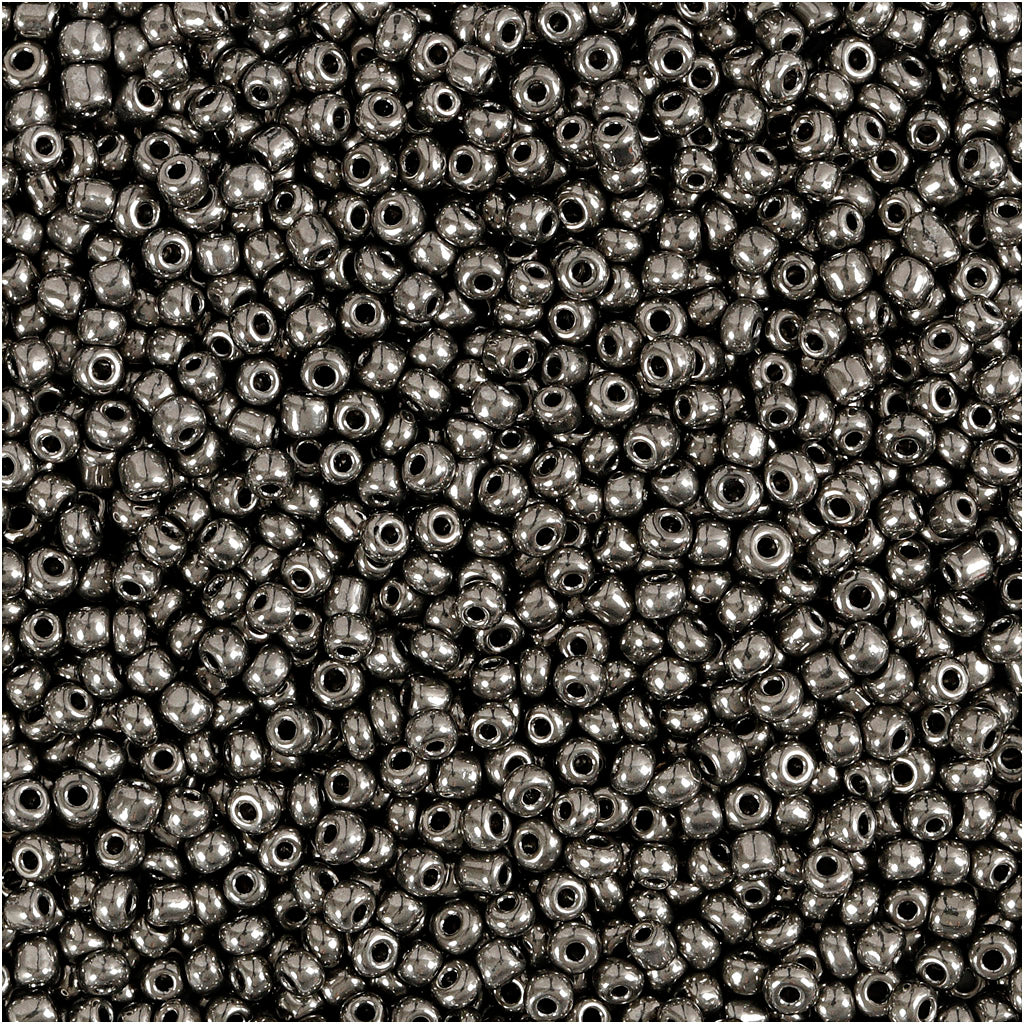 Perles de rocaille Creativ company, d 1,7 mm, taille 15 0, diamètre du trou 0,5-0,8 mm, métal gris, 25 gr 1 boîte